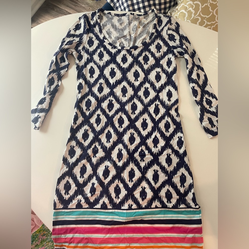 Lilly Pulitzer | Beacon Dress Navy White Diamond Fish Print